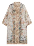 Pierre-Louis Mascia Aloe bird-print silk single-breasted coat - Neutrals