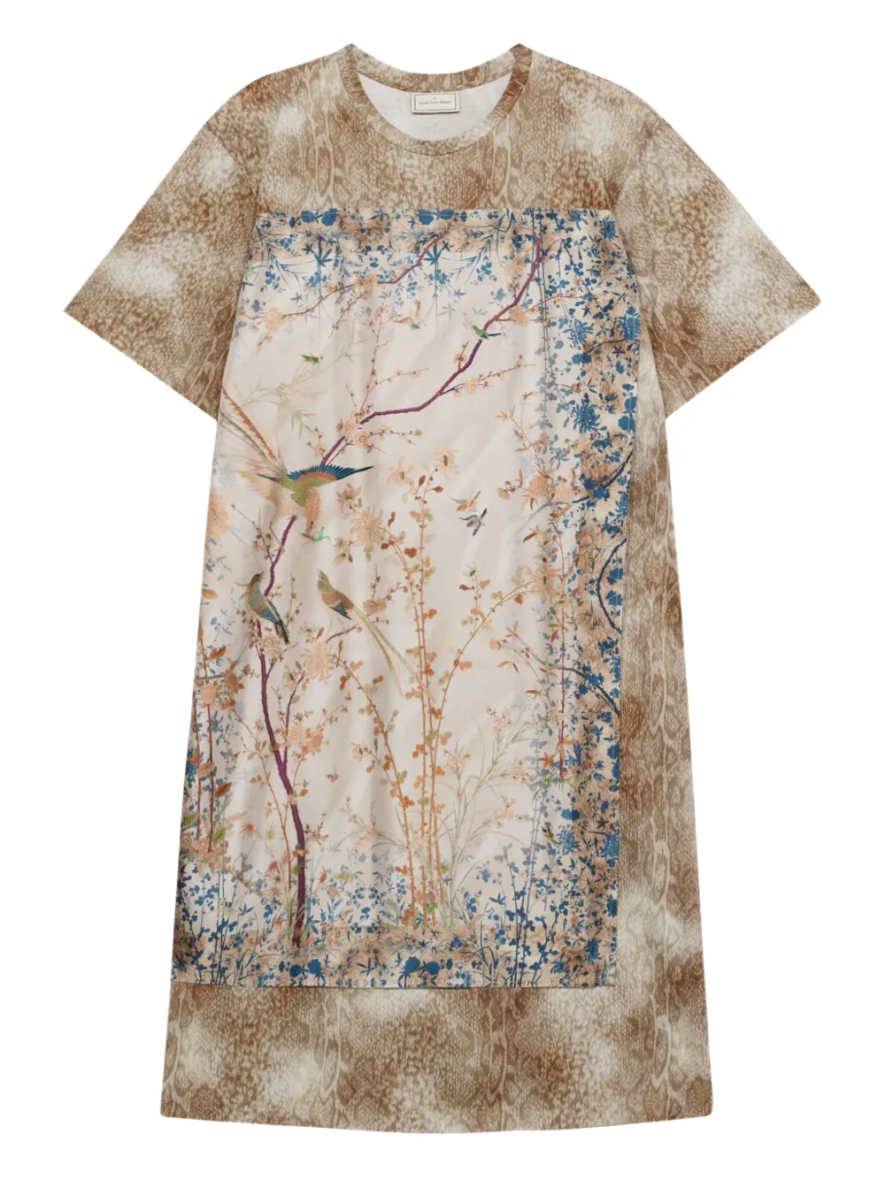 Pierre-Louis Mascia T-shirt met vogelprint en vlakken Beige