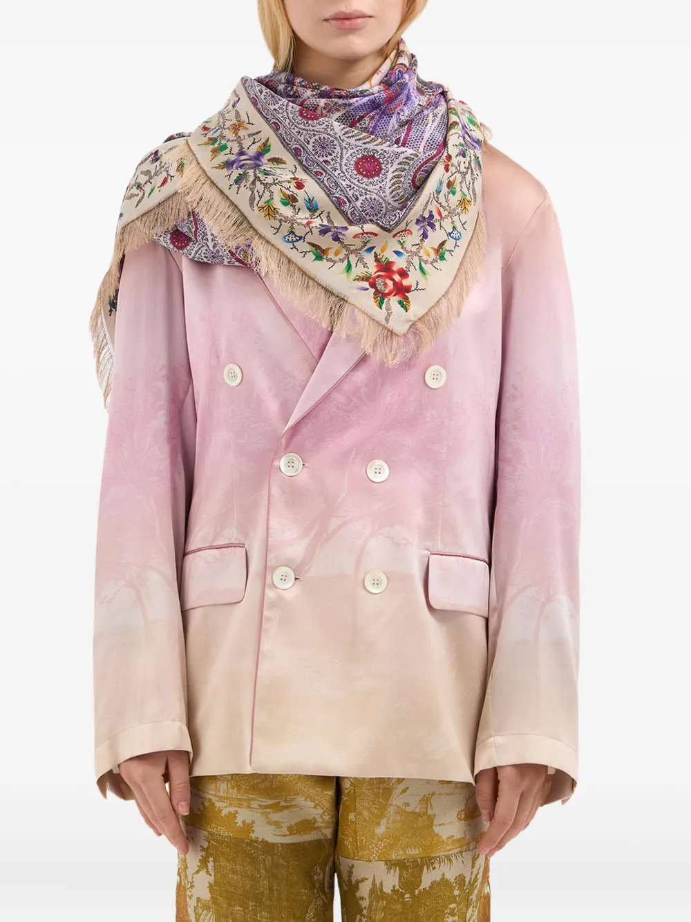 Pierre-Louis Mascia Aloeuw sjaal met paisley-print Beige