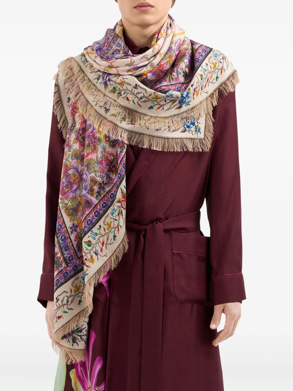 Pierre-Louis Mascia Aloeuw sjaal met paisley-print Beige