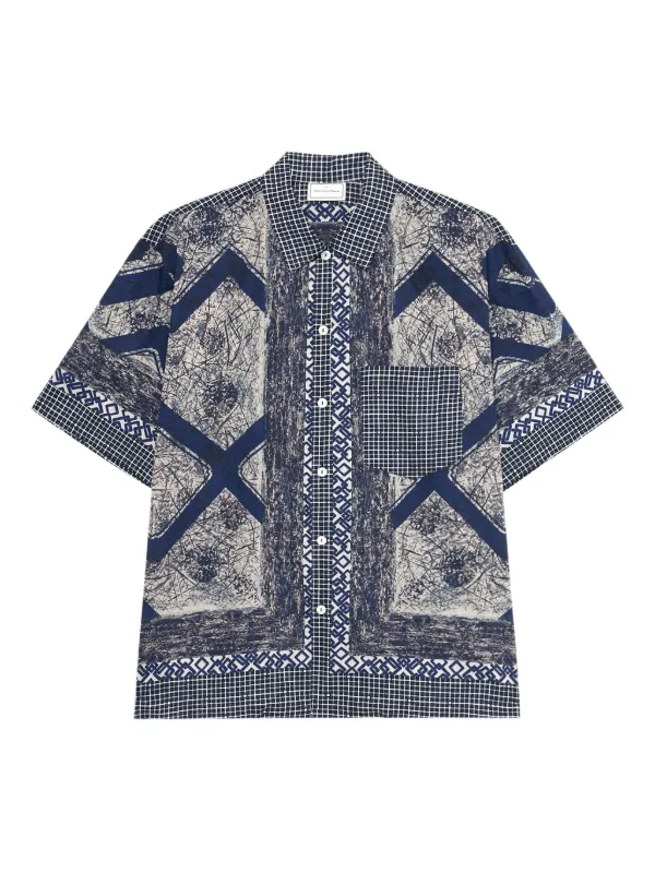Pierre-Louis Mascia geometric-print short-sleeve Shirt Blue