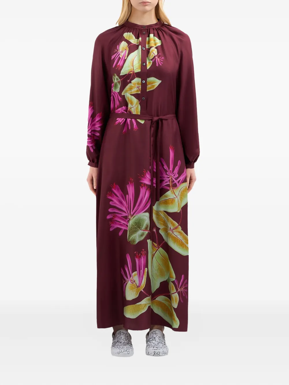 Pierre-Louis Mascia Aloe jurk met bloemenprint en ceintuur Rood