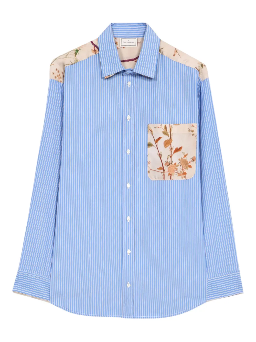 Pierre-Louis Mascia Gestreept shirt met vlak met bloe print Blauw