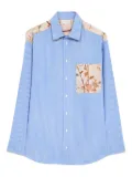 Pierre-Louis Mascia striped floral-panel shirt - Blue
