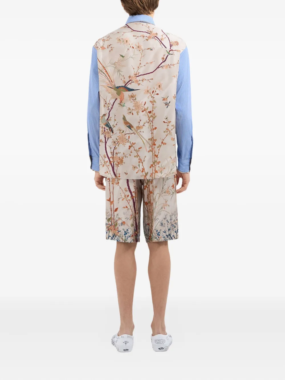 Pierre-Louis Mascia Gestreept shirt met vlak met bloemenprint Blauw