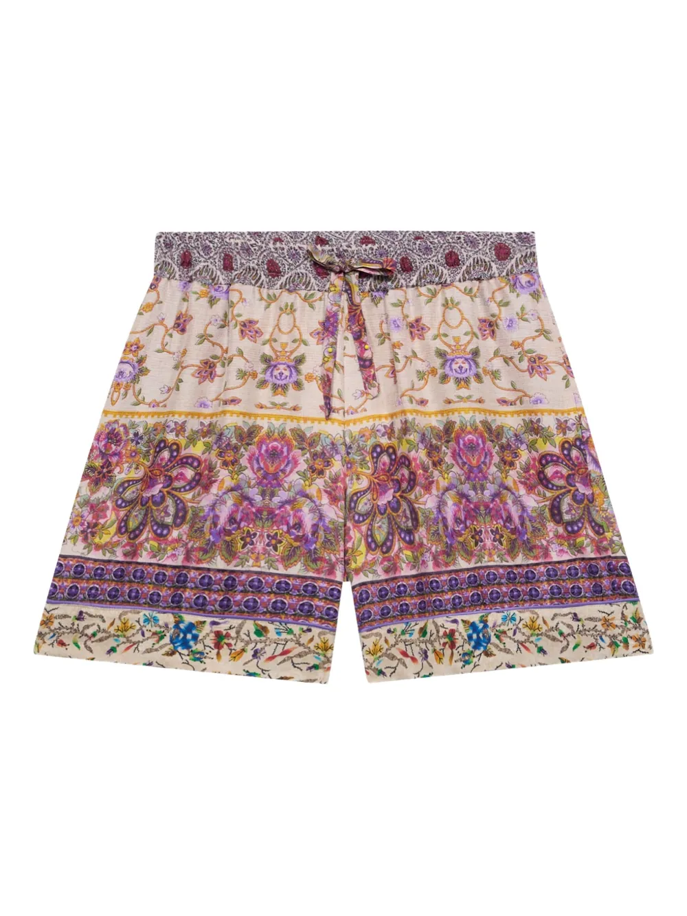 Pierre-Louis Mascia Shorts met bloe print en trekkoord Paars