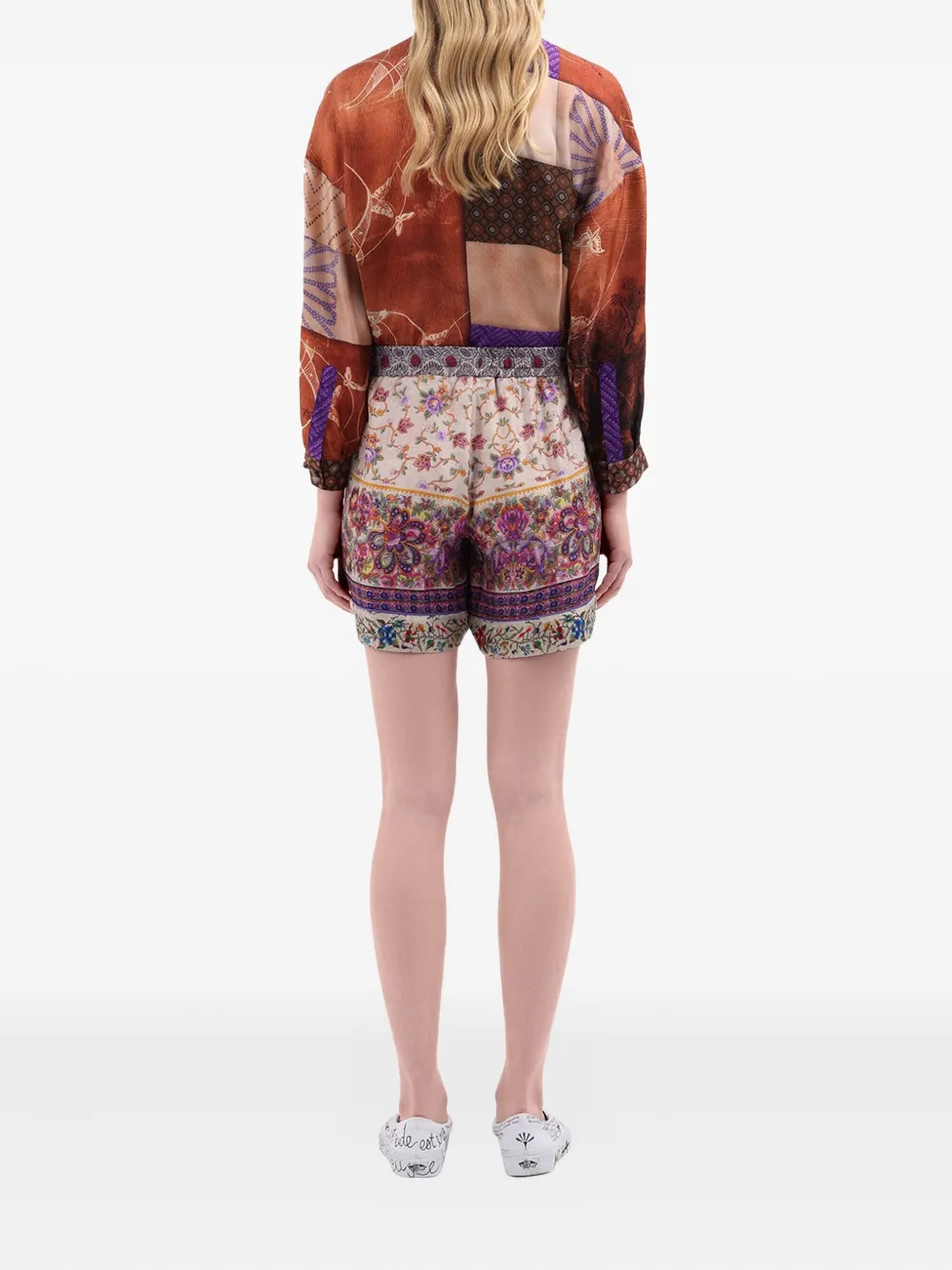 Pierre-Louis Mascia Shorts met bloemenprint en trekkoord Paars