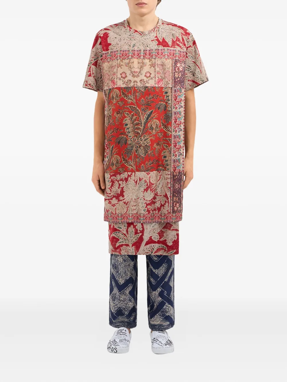 Pierre-Louis Mascia T-shirt met patchwork-print Rood