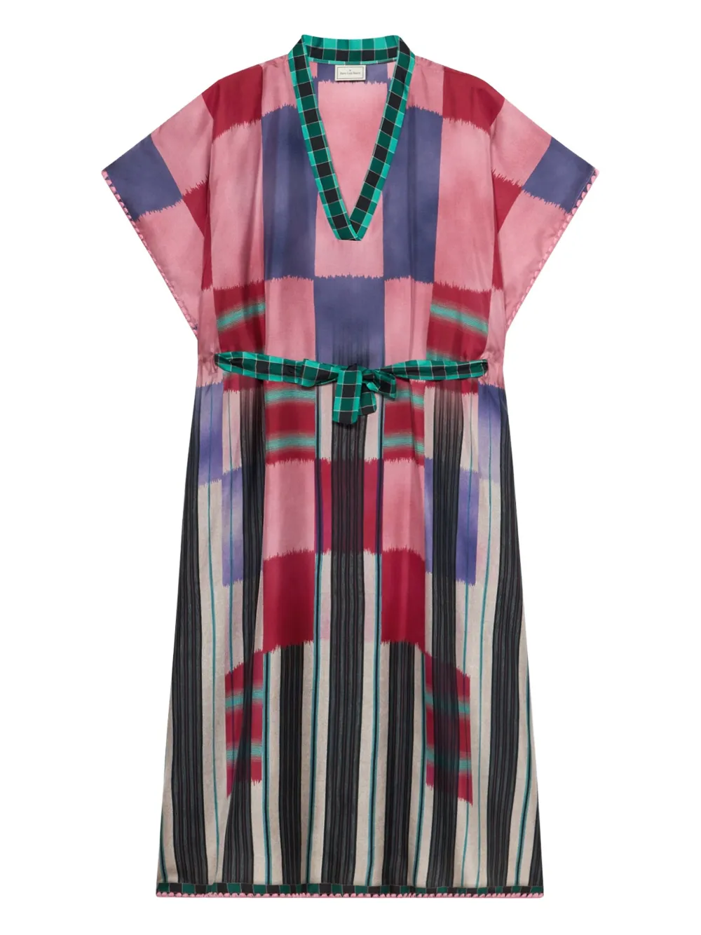 Pierre-Louis Mascia Aloe maxi-jurk met abstracte print en ceintuur Roze