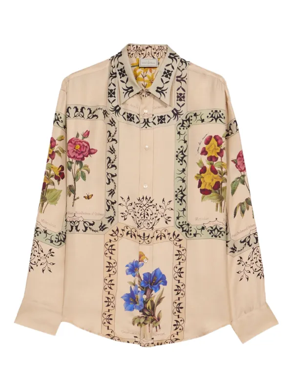 Pierre-Louis Mascia floral-panel Shirt Neutrals FARFETCH ID