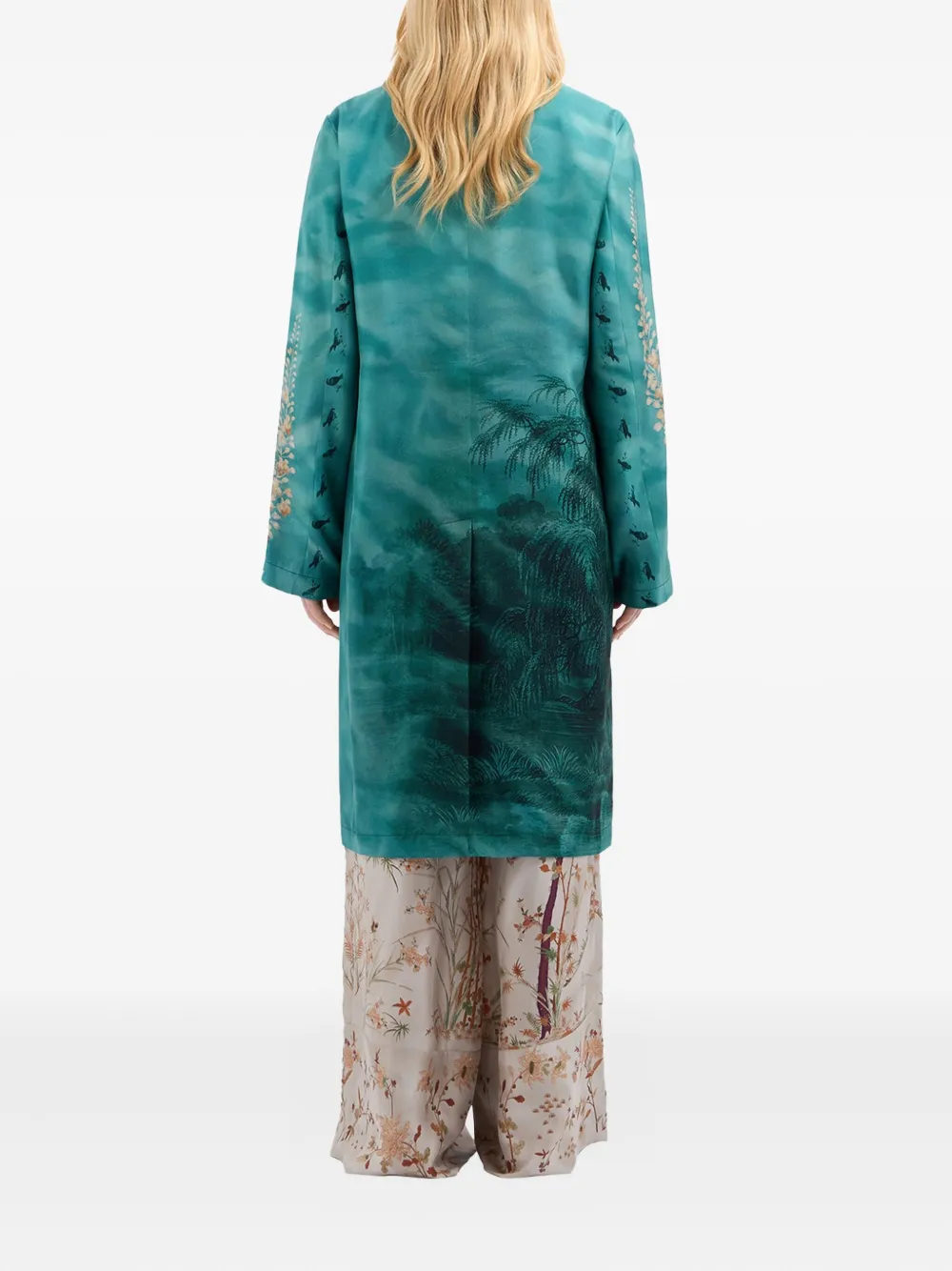 Pierre-Louis Mascia Aloe jas met enkele rij knopen en print Groen