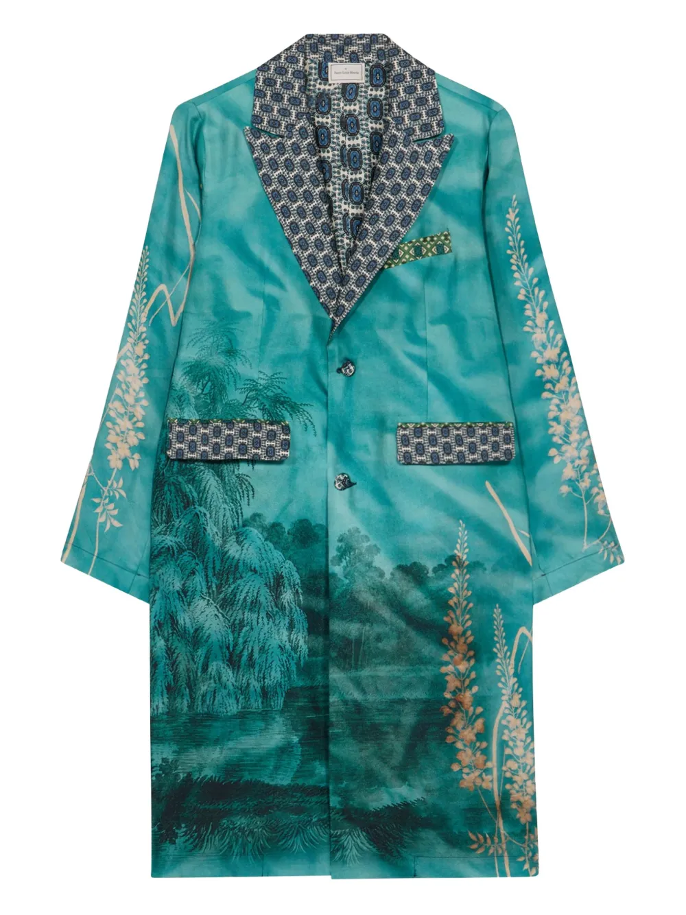 Pierre-Louis Mascia Aloe jas met enkele rij knopen en print Groen