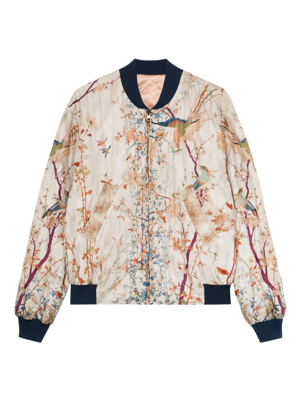 Pierre-Louis Mascia Bomberjack met bloe print Beige