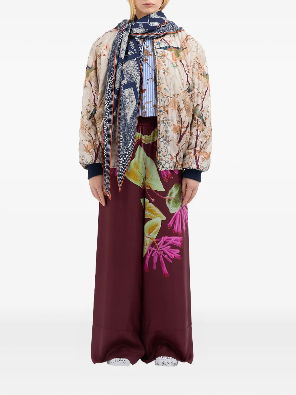 Pierre-Louis Mascia Bomberjack met bloemenprint Beige