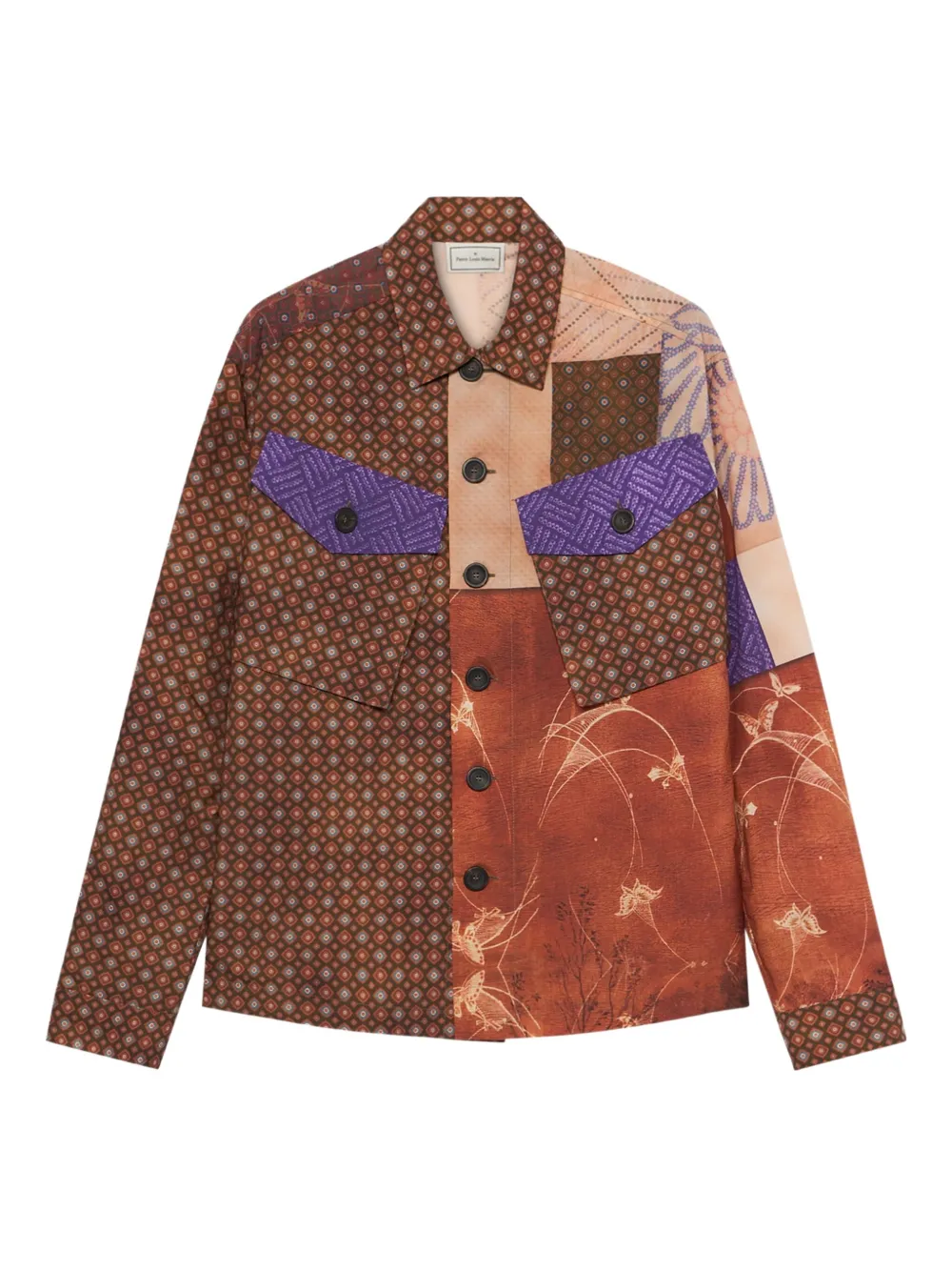 Pierre-Louis Mascia Jas met patchwork en vlakken Bruin