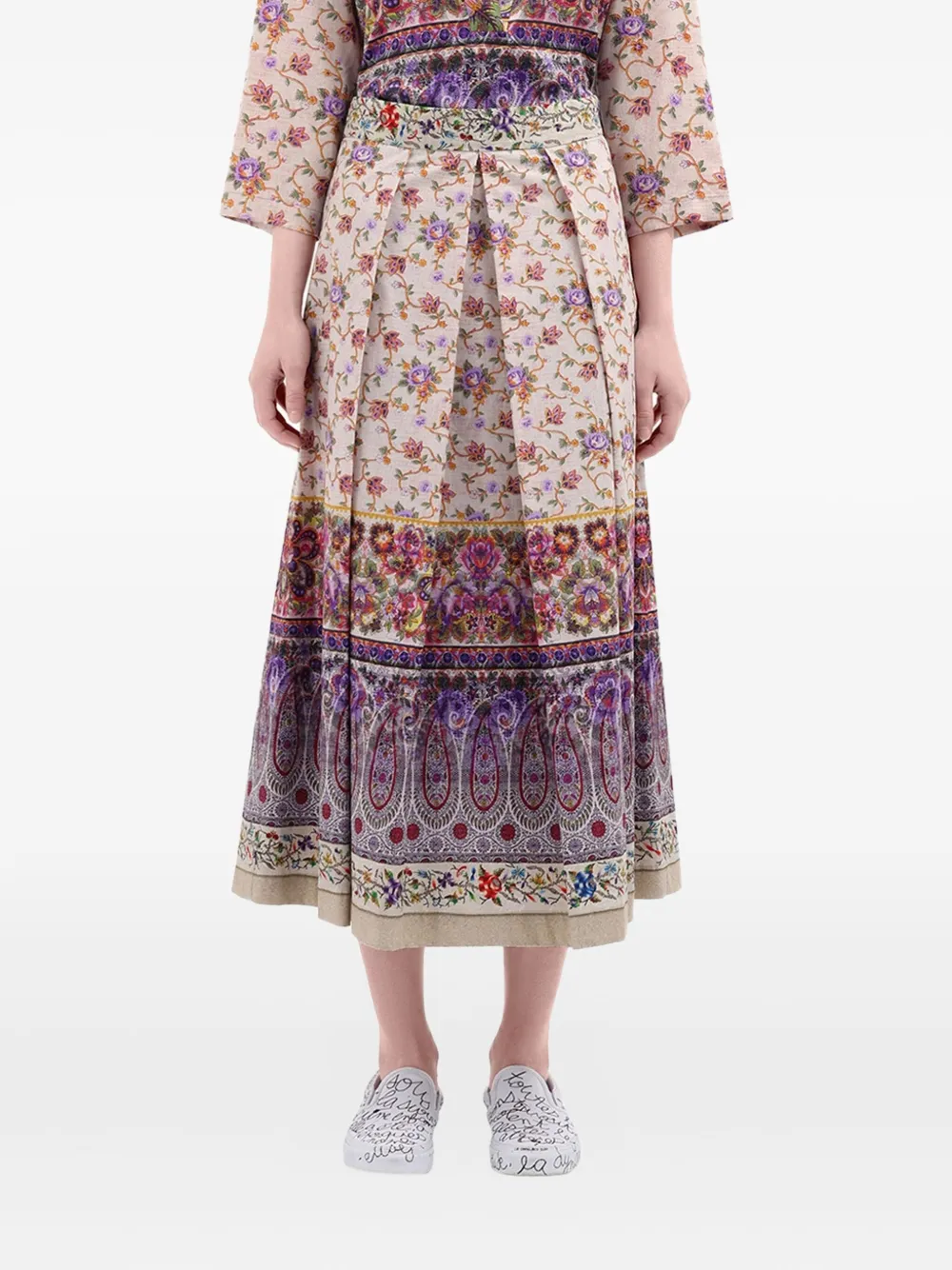 Pierre-Louis Mascia Salato plooirok met bloemenprint Beige
