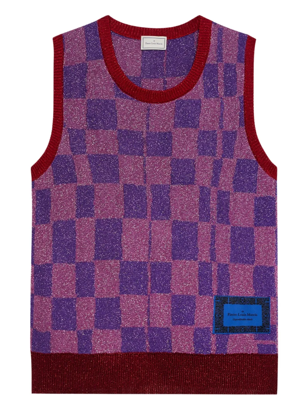 plaid-pattern knit vest