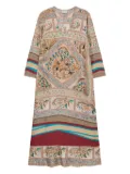 Pierre-Louis Mascia Aloe patterned long-sleeve maxi dress - Neutrals