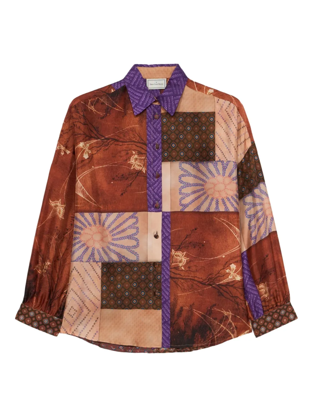 Pierre-Louis Mascia Blouse met patchwork-print Bruin