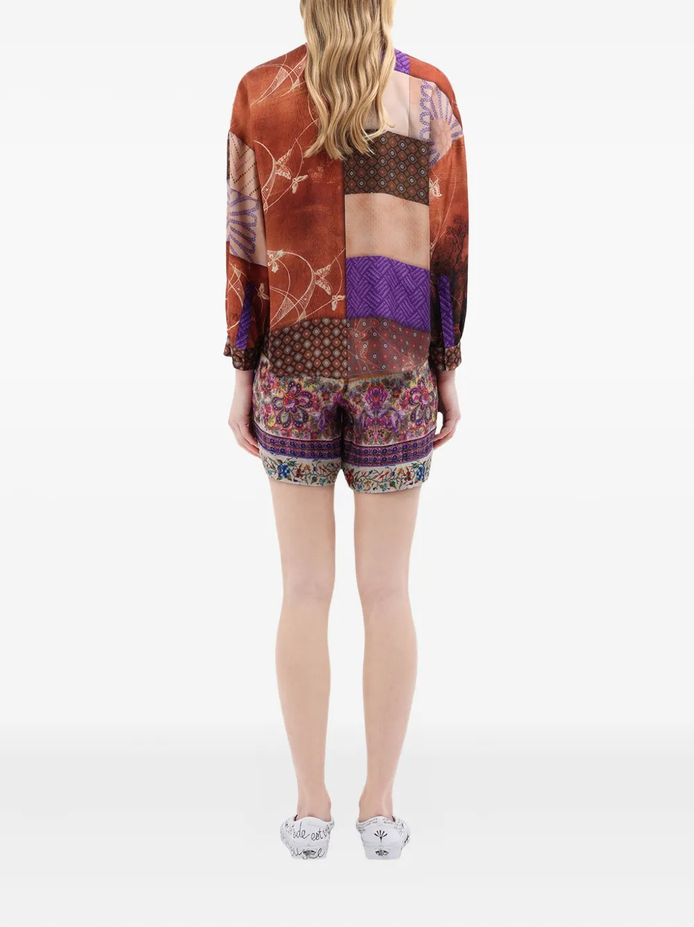Pierre-Louis Mascia Blouse met patchwork-print Bruin