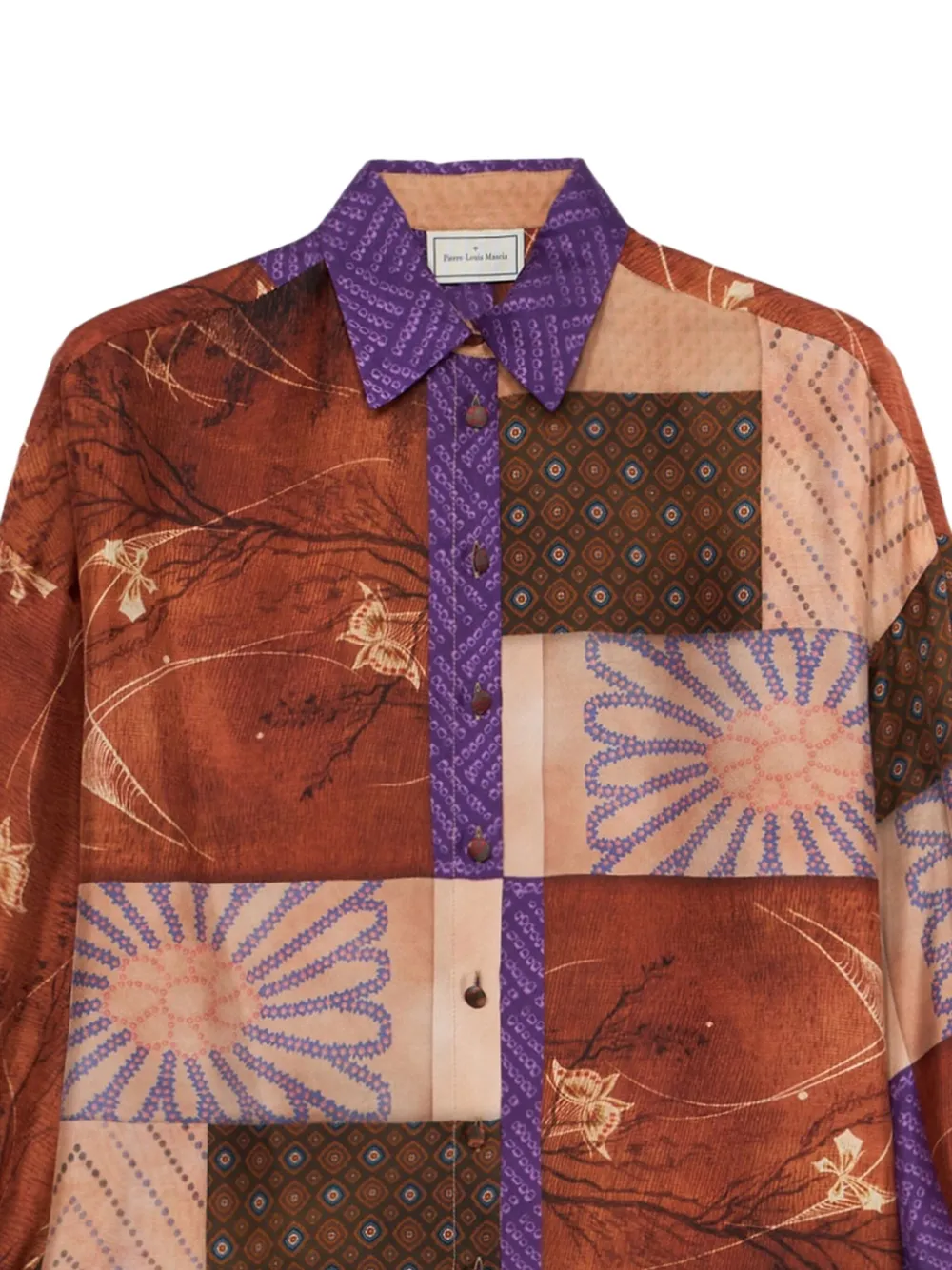 Pierre-Louis Mascia Blouse met patchwork-print Bruin