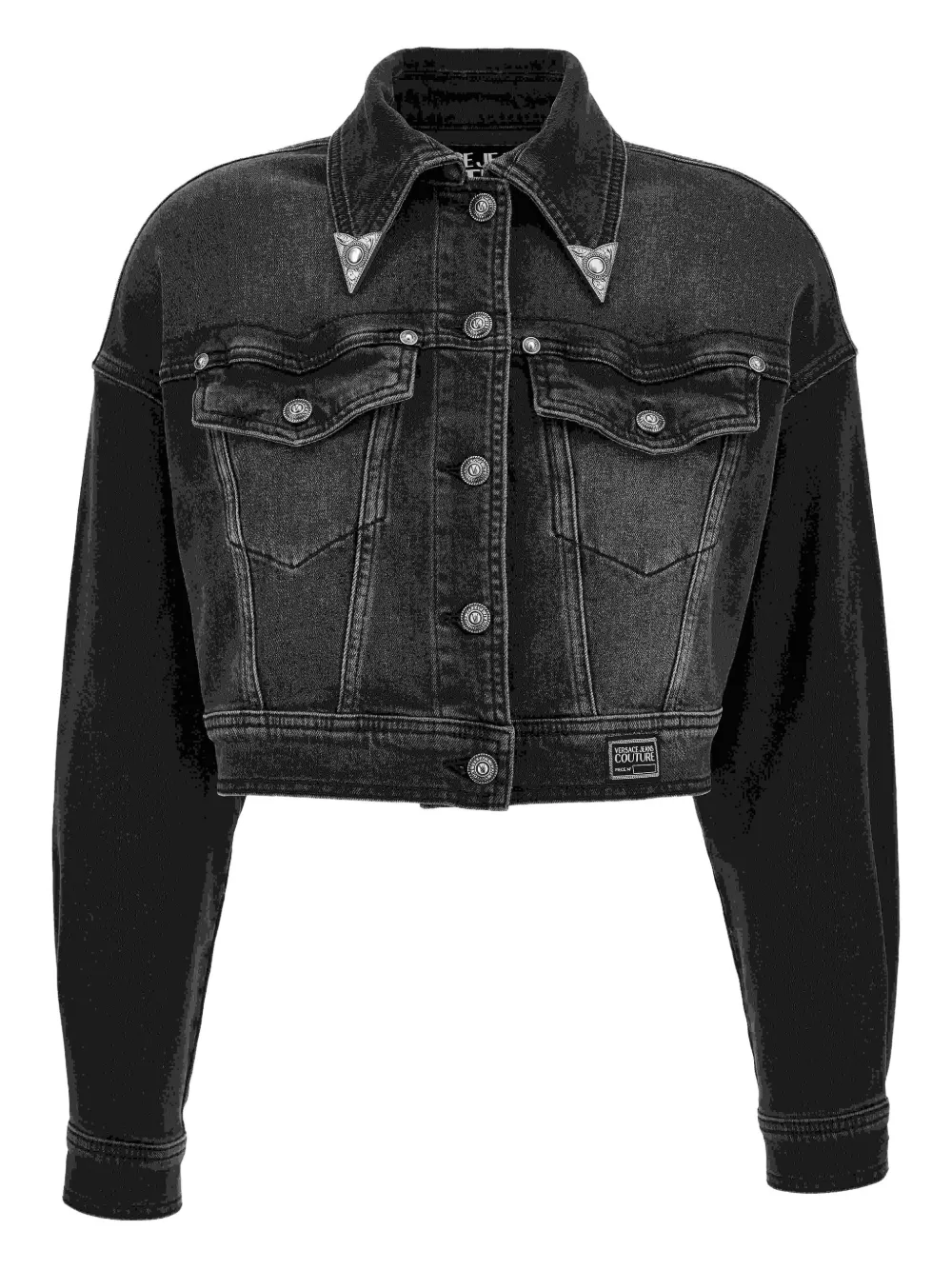 Versace Jeans Couture embroidered-flower denim jacket | Black | Image 1