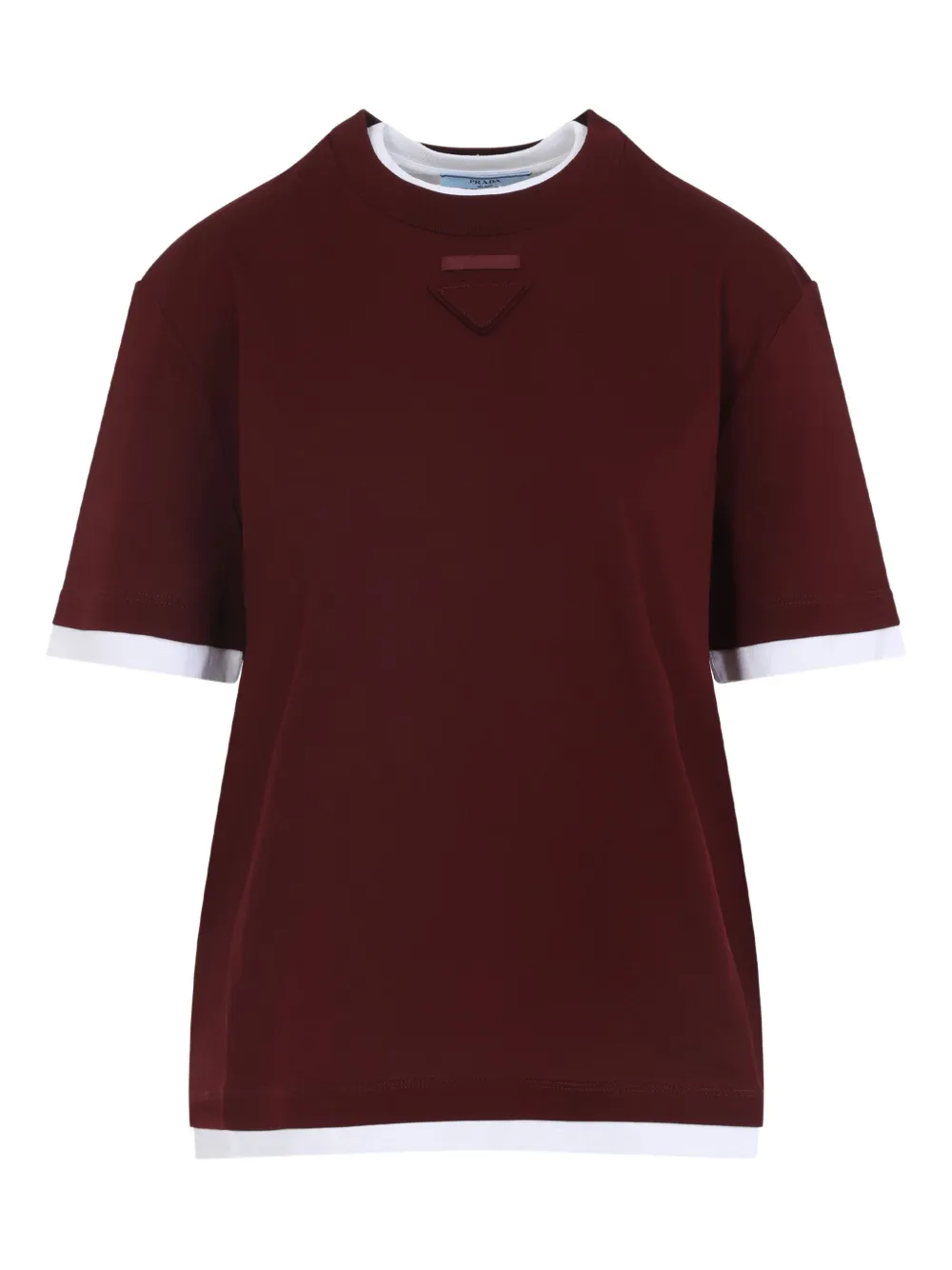 Prada Gelaagde top met triangel plakkaat Rood