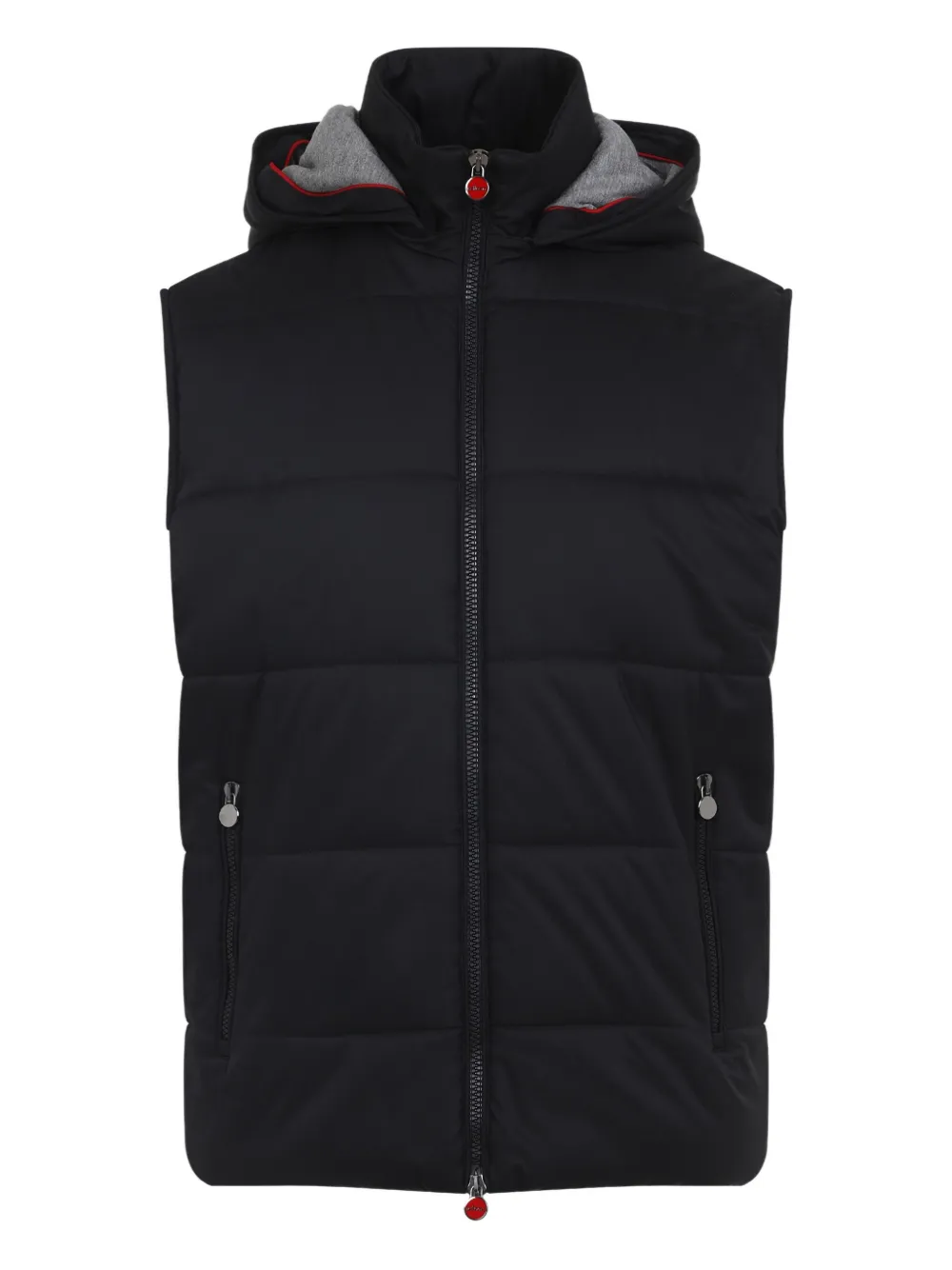 Kiton quilted hooded gilet Zwart