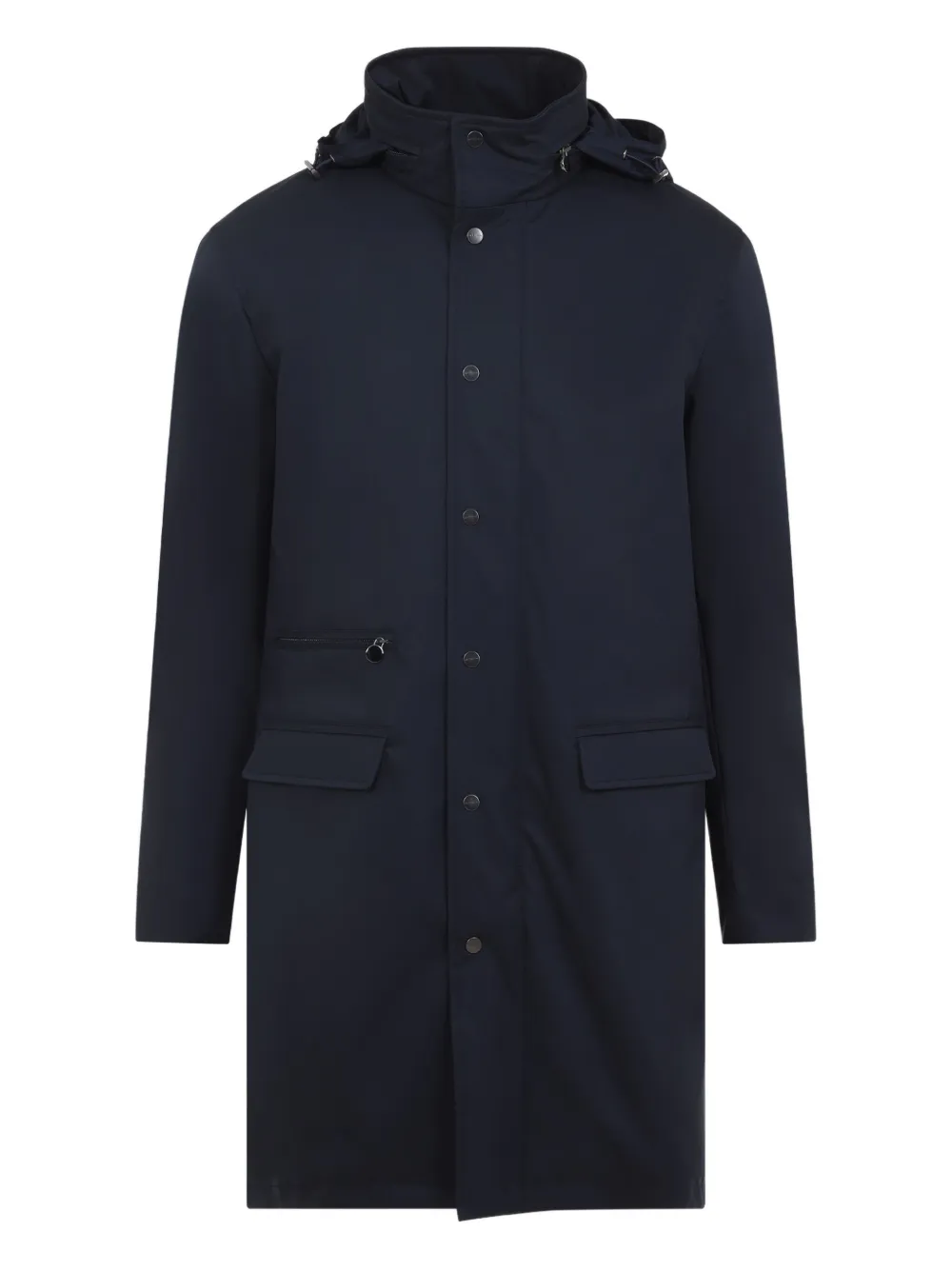 Kiton button-up hooded coat Blauw