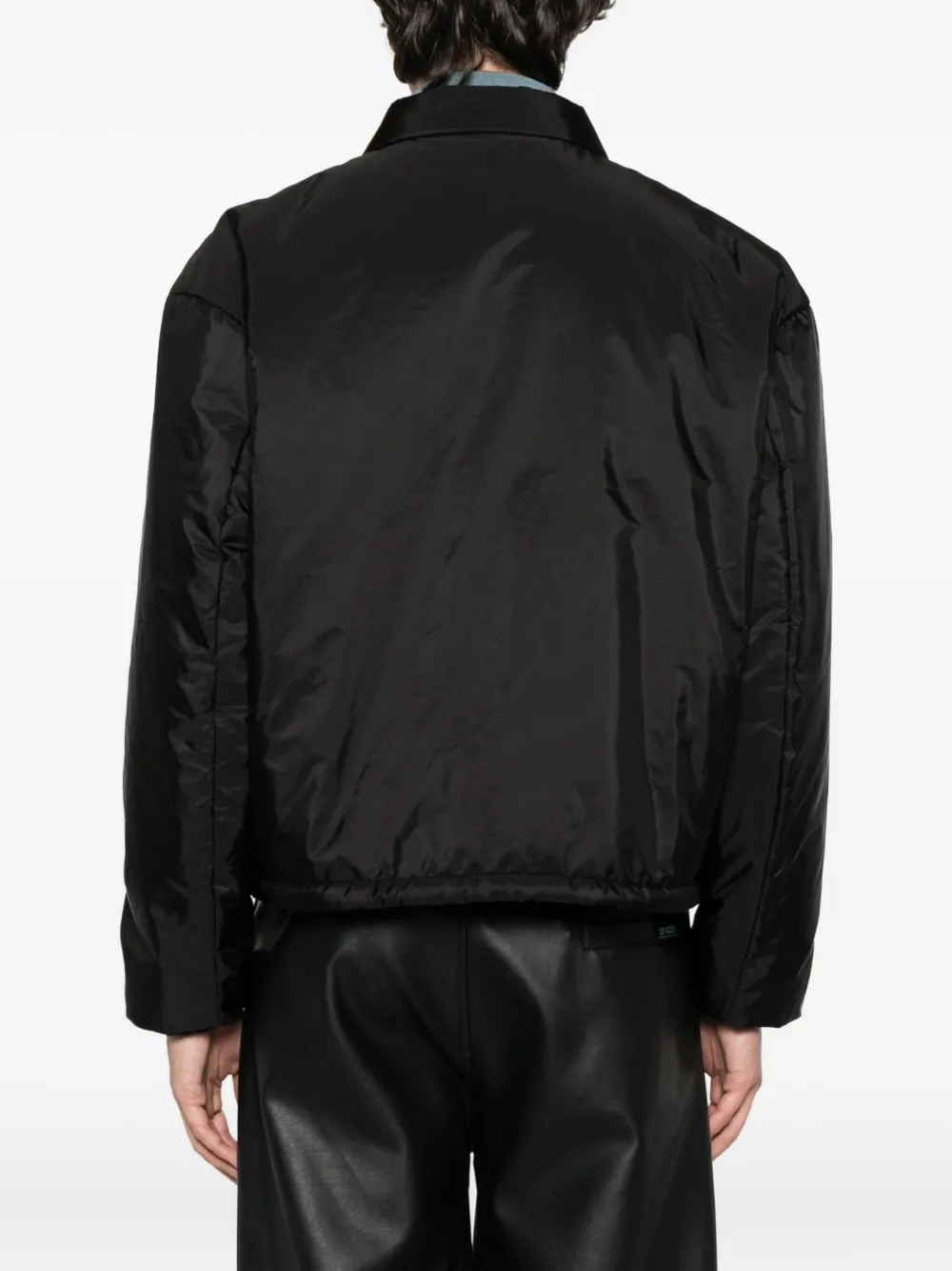 Prada logo-plaque zip-up jacket Zwart