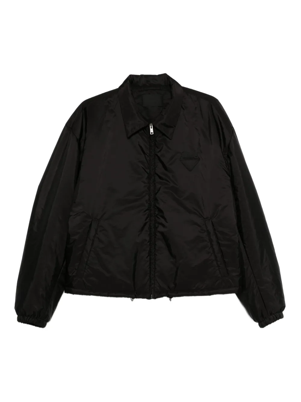 Prada logo-plaque zip-up jacket Zwart