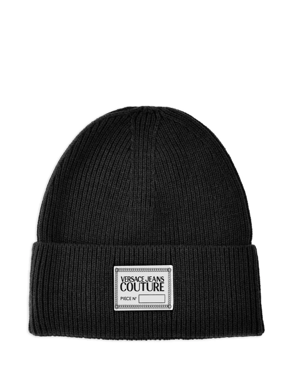 Versace Jeans Couture logo-plaque ribbed beanie | Black | Image 1