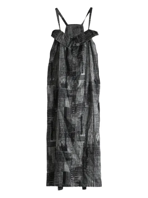 Y's abstract-print sleeveless midi dress