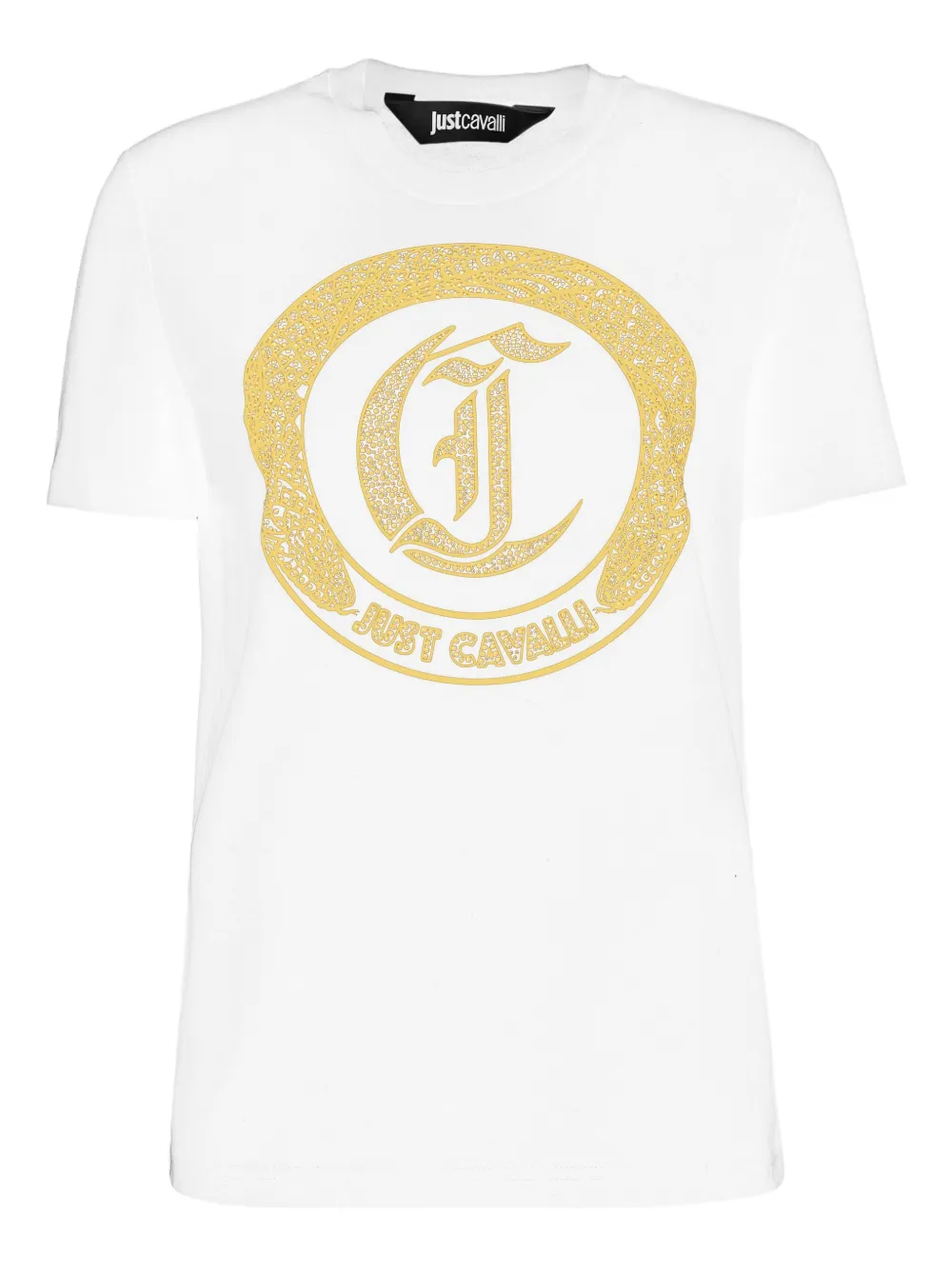 Just Cavalli Embellished-logo T-shirt In White