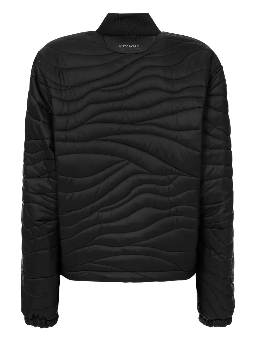 Just Cavalli Wave-pattern Quilted Jacket In Black