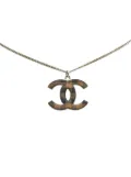 CHANEL Pre-Owned 2011 Silver Checkered CC Pendant Necklace costume necklace