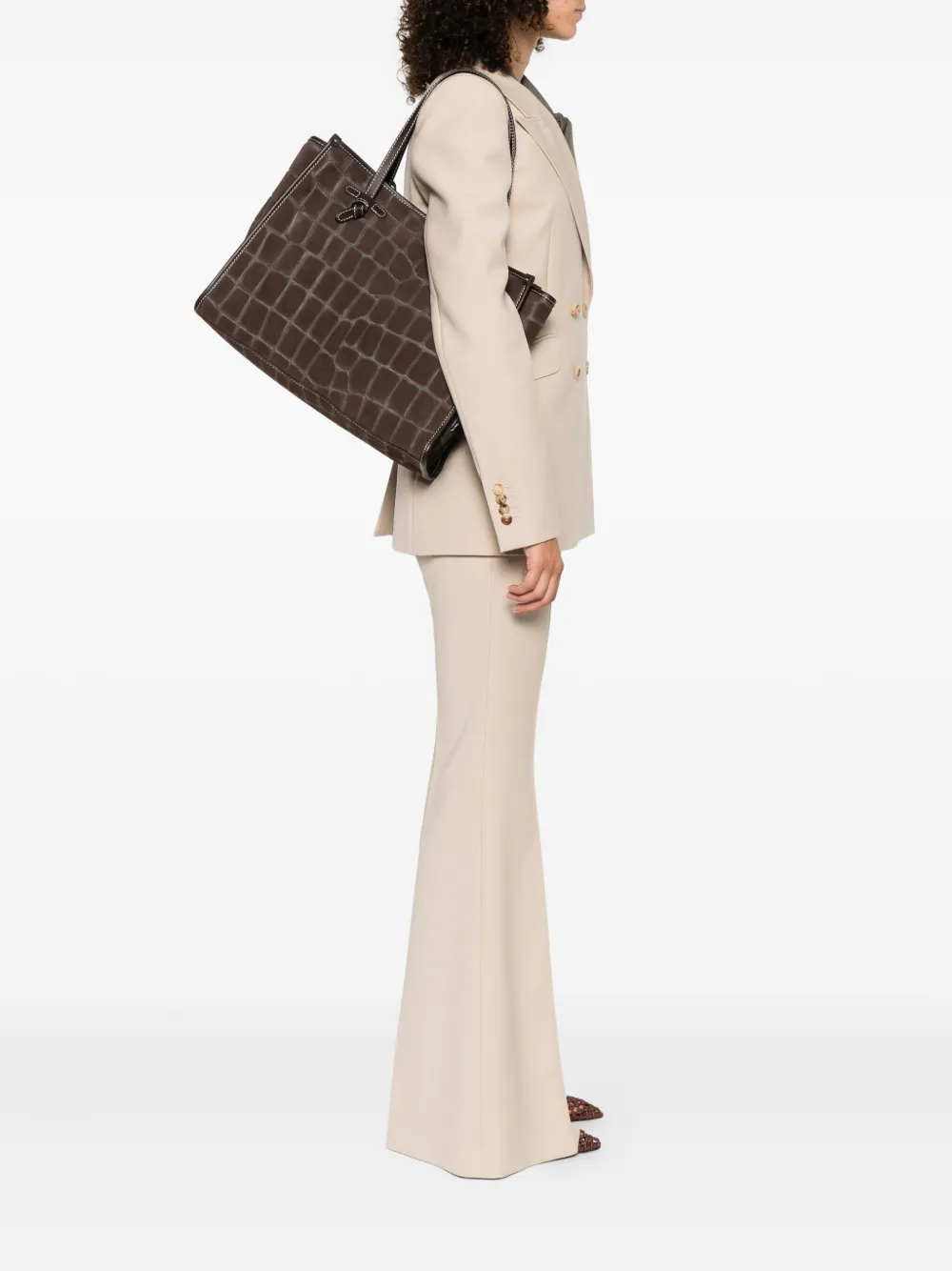 GIANNI CHIARINI Marcella leren shopper met reliëf Bruin