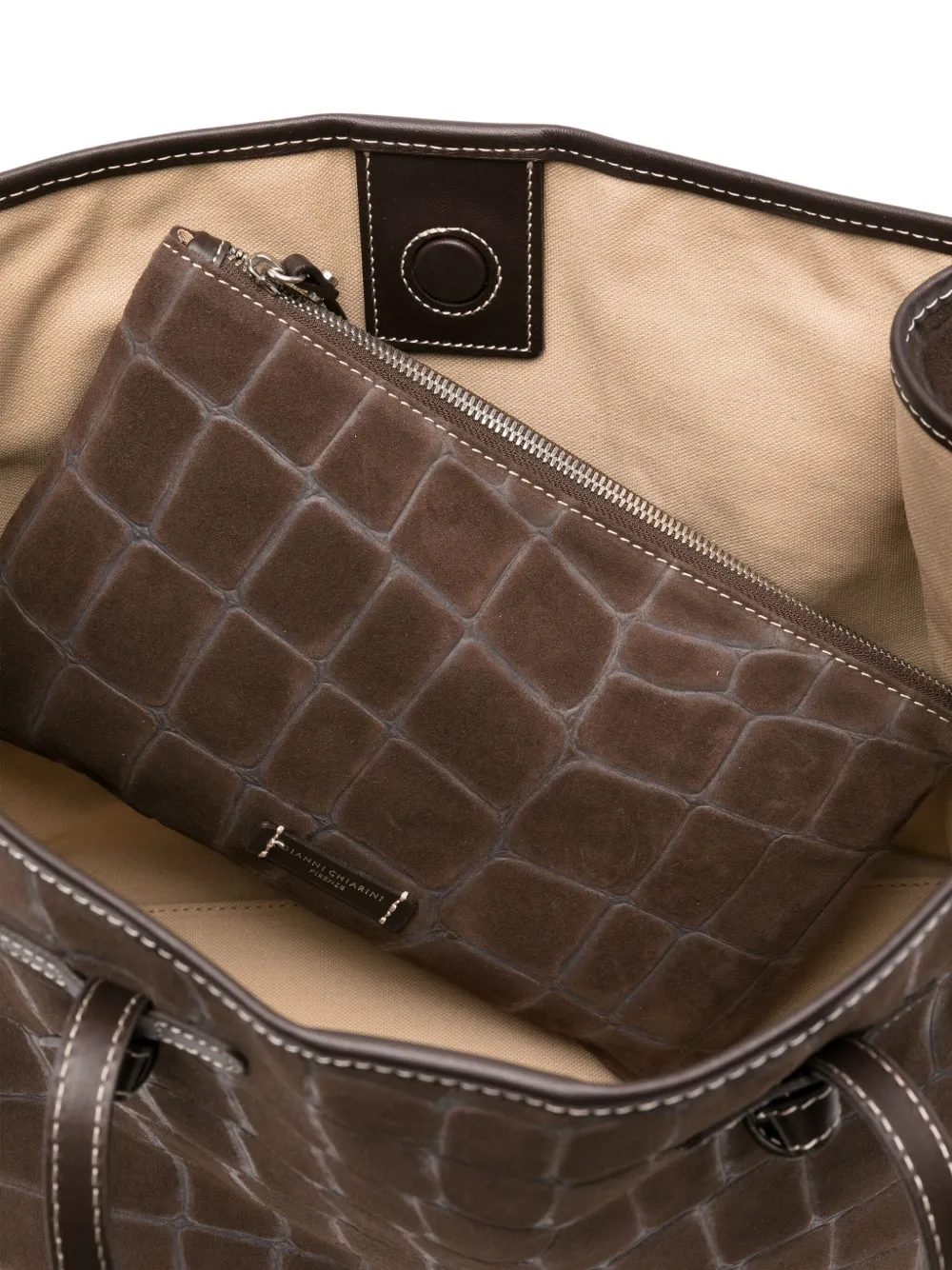 GIANNI CHIARINI Marcella leren shopper met reliëf Bruin