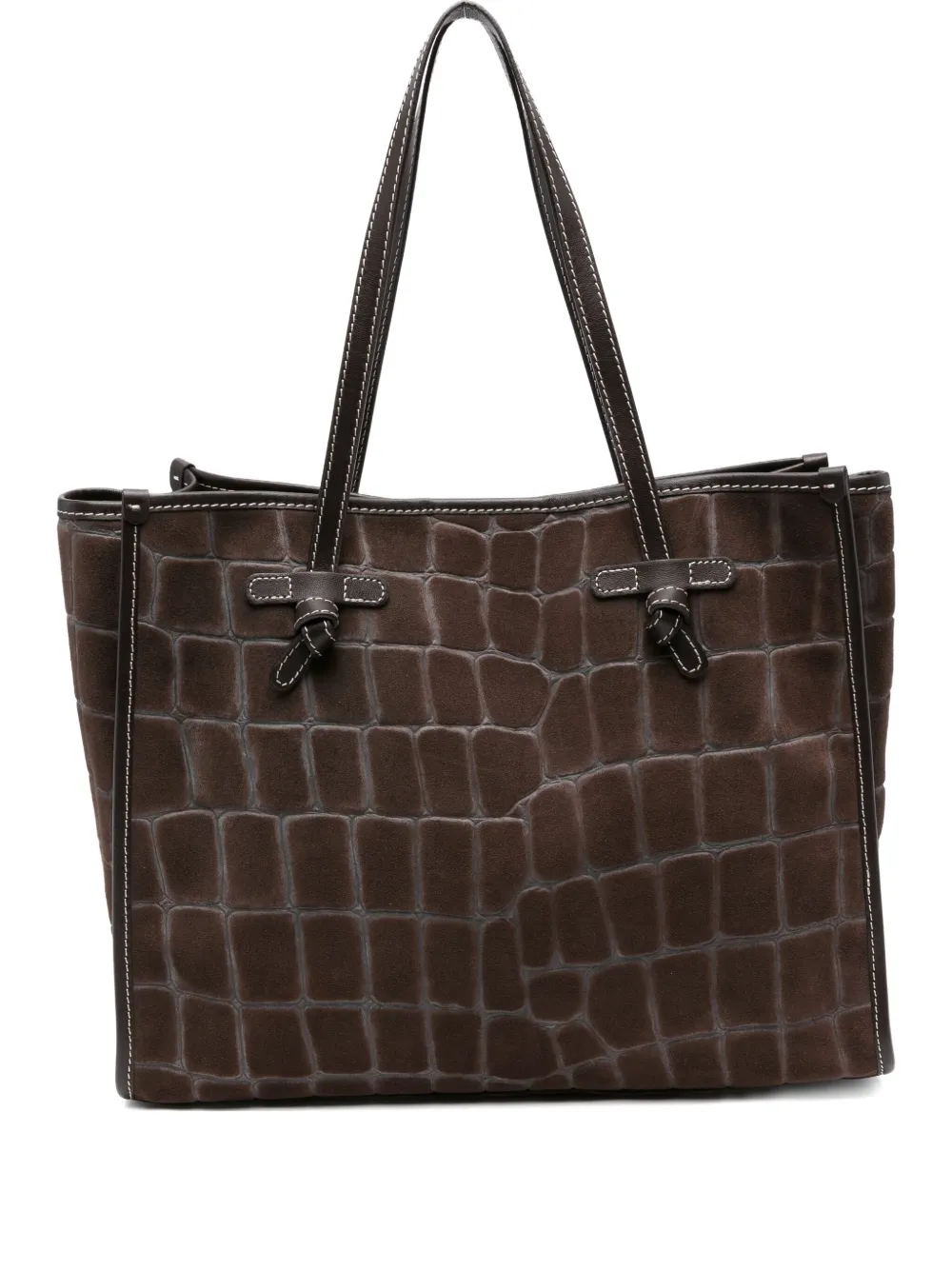GIANNI CHIARINI Marcella leren shopper met reliëf Bruin