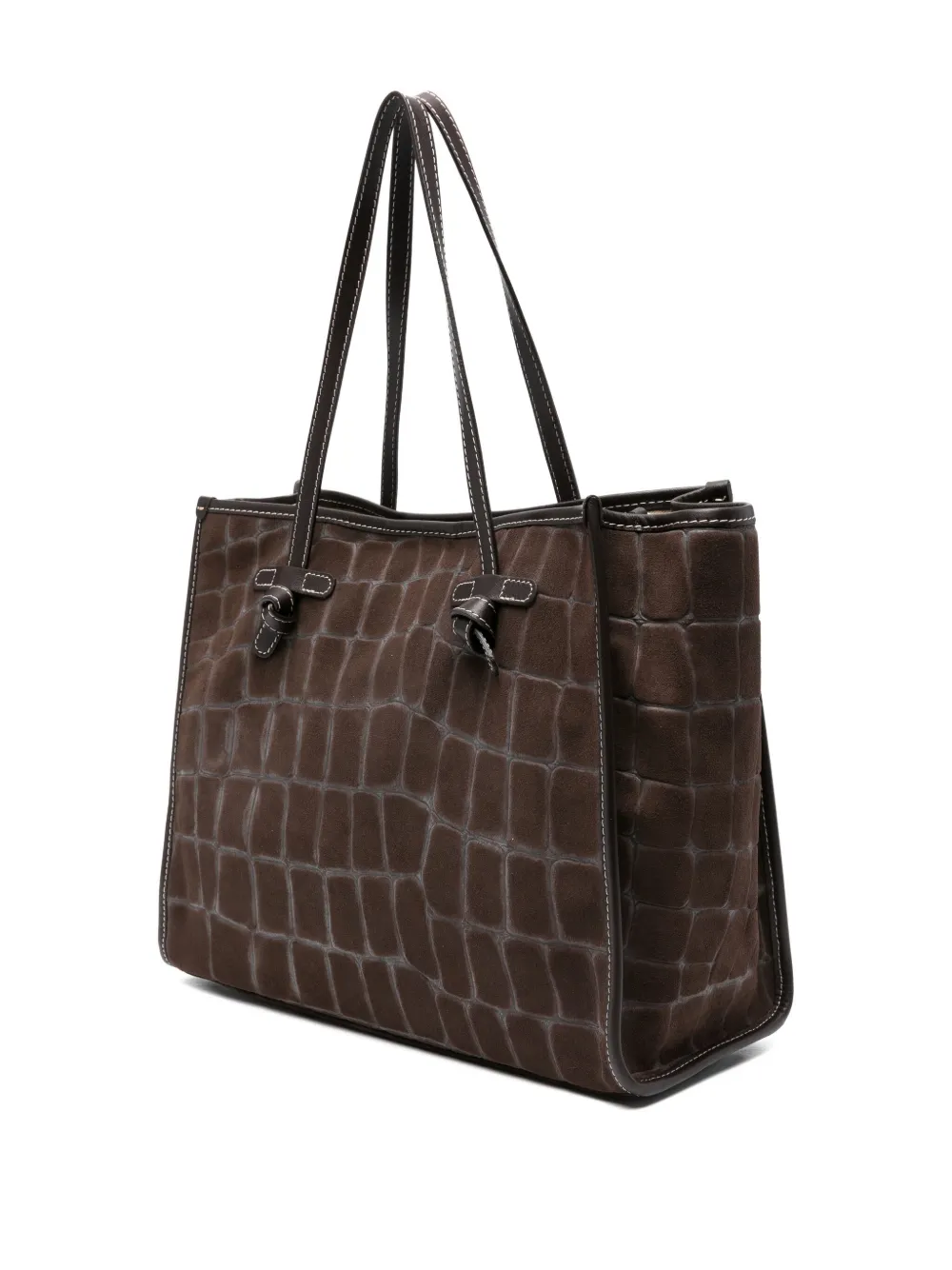 GIANNI CHIARINI Marcella leren shopper met reliëf Bruin