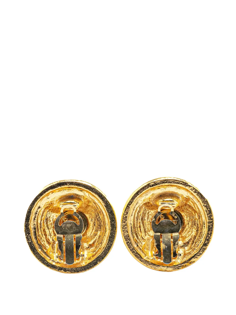 CHANEL Pre-Owned 1970-1980 Gold Plated CC Round Clip On Earrings costume earrings | Image 2