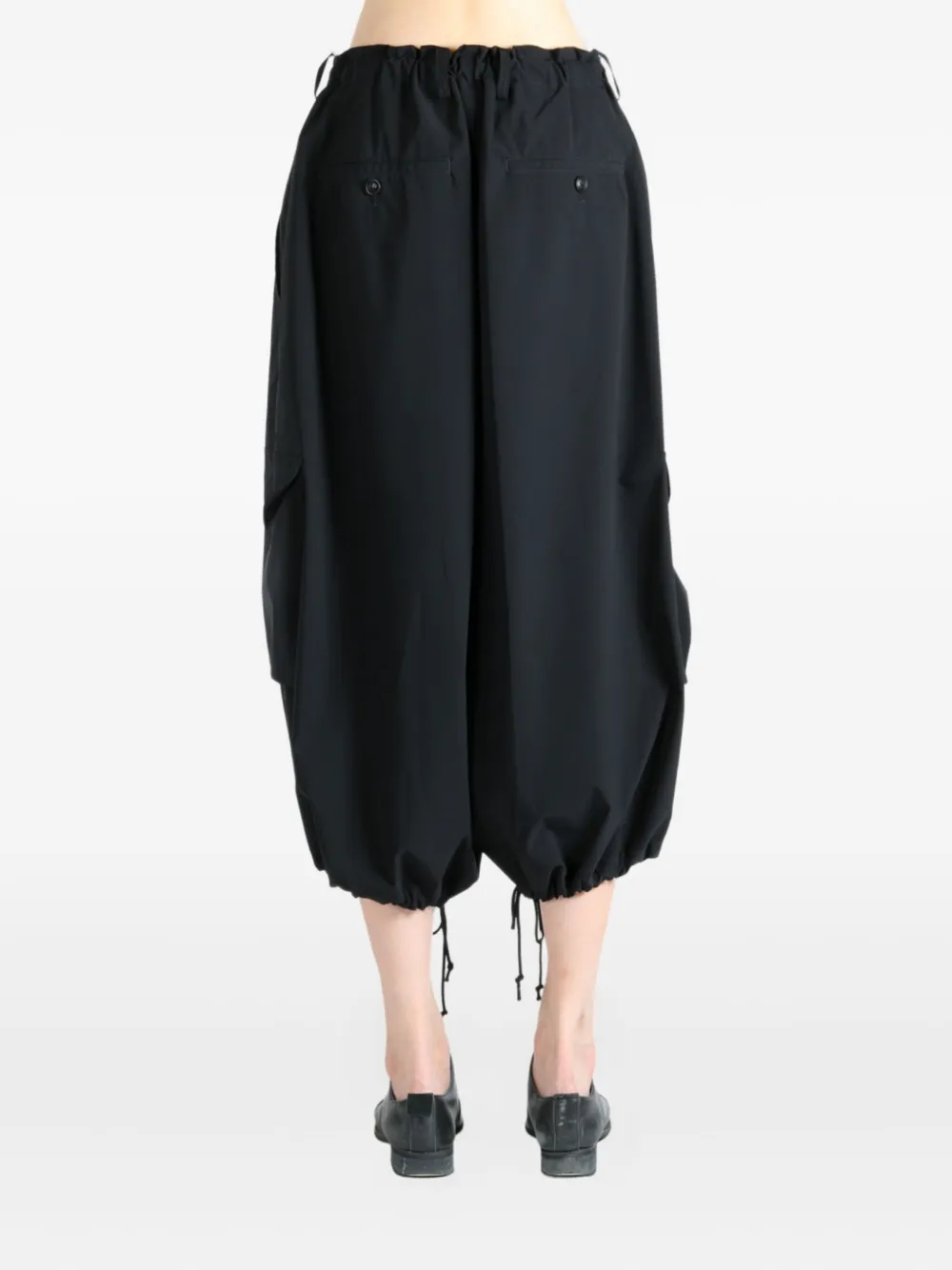 Y's drawstring cropped trousers Zwart