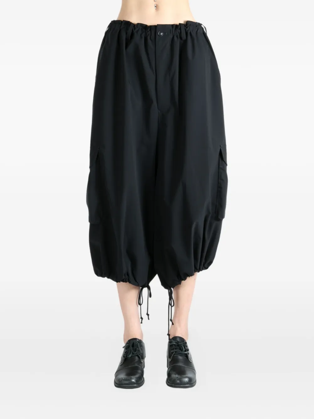 Y's drawstring cropped trousers Zwart
