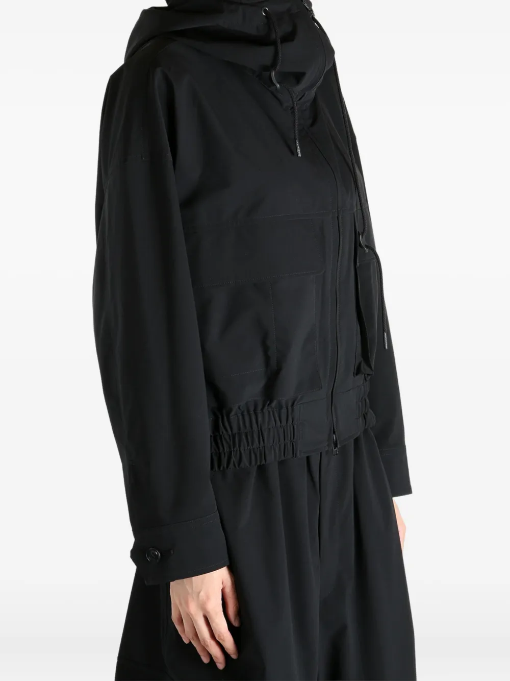 Y's hooded drawstring jacket Zwart