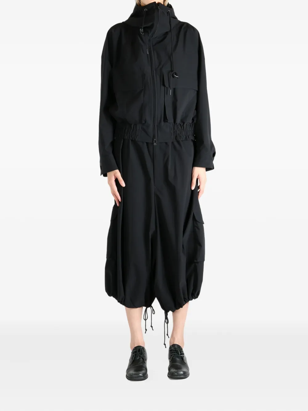 Y's hooded drawstring jacket Zwart