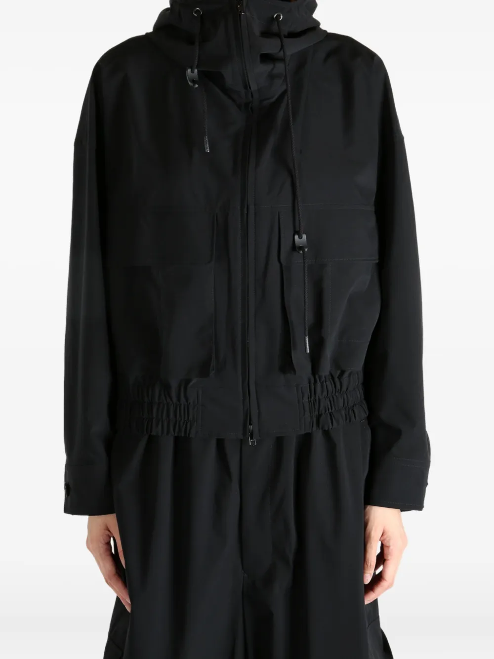 Y's hooded drawstring jacket Zwart