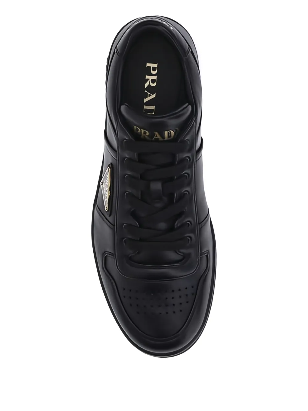 Prada Leren sneakers met logoplakkaat Zwart