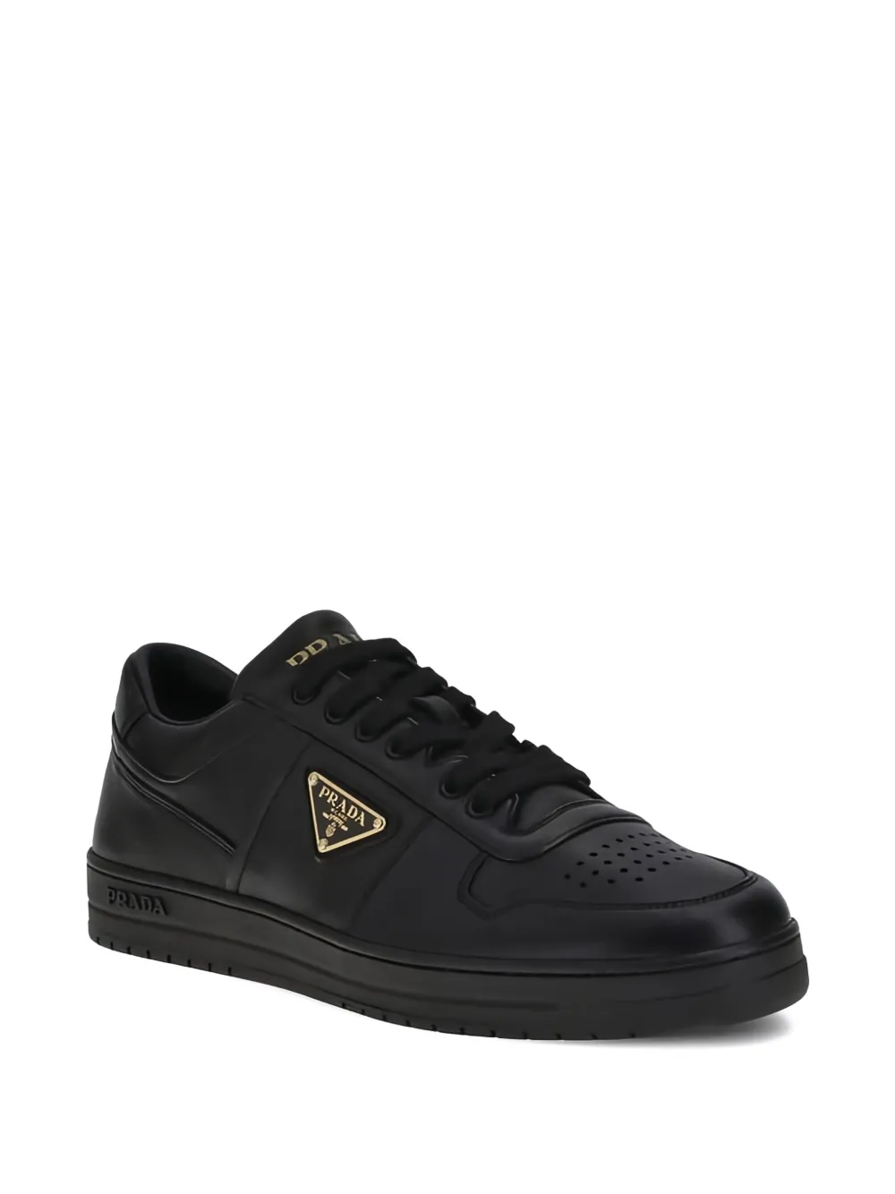 Prada Leren sneakers met logoplakkaat Zwart