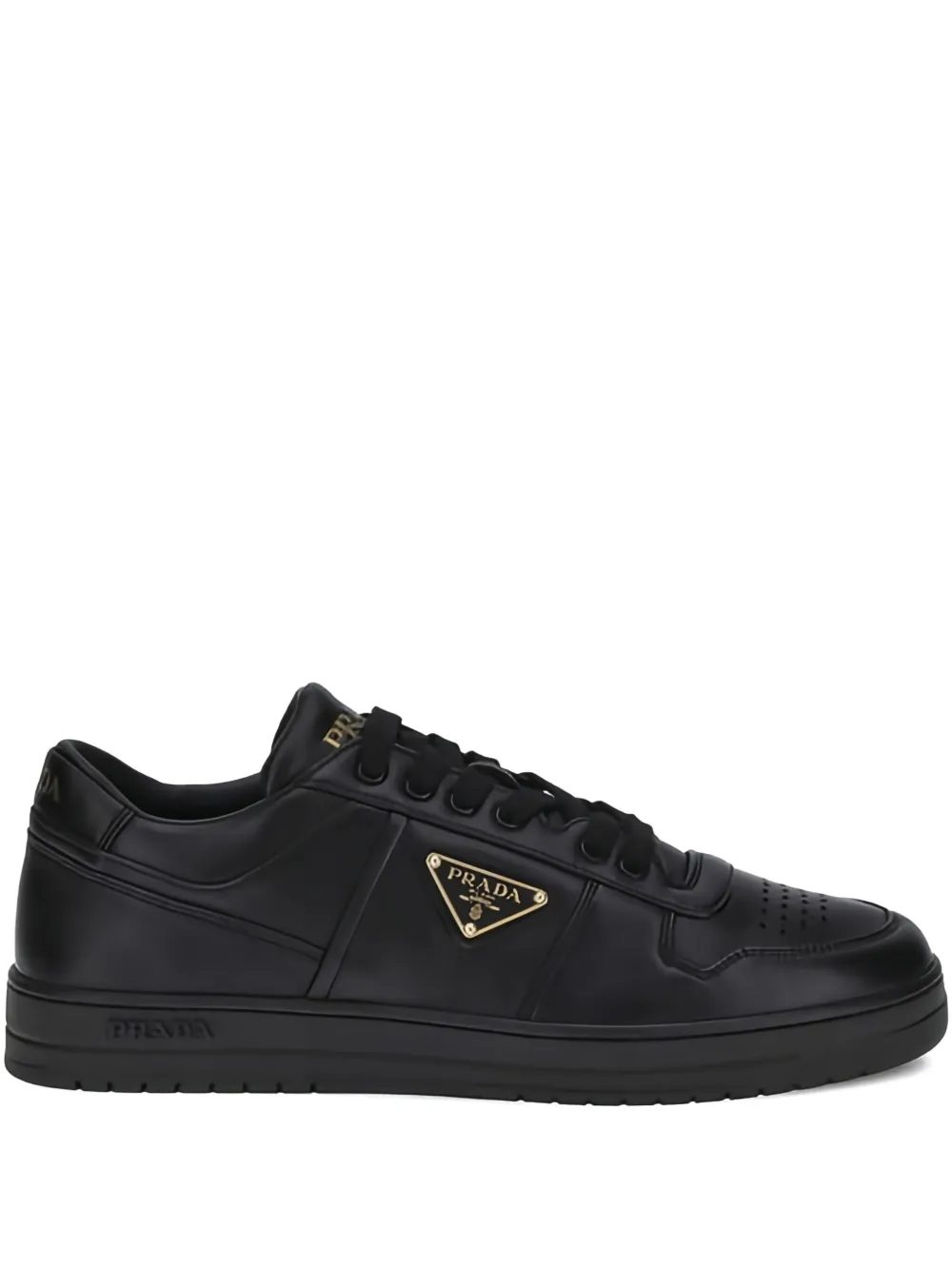 Prada Leren sneakers met logoplakkaat Zwart