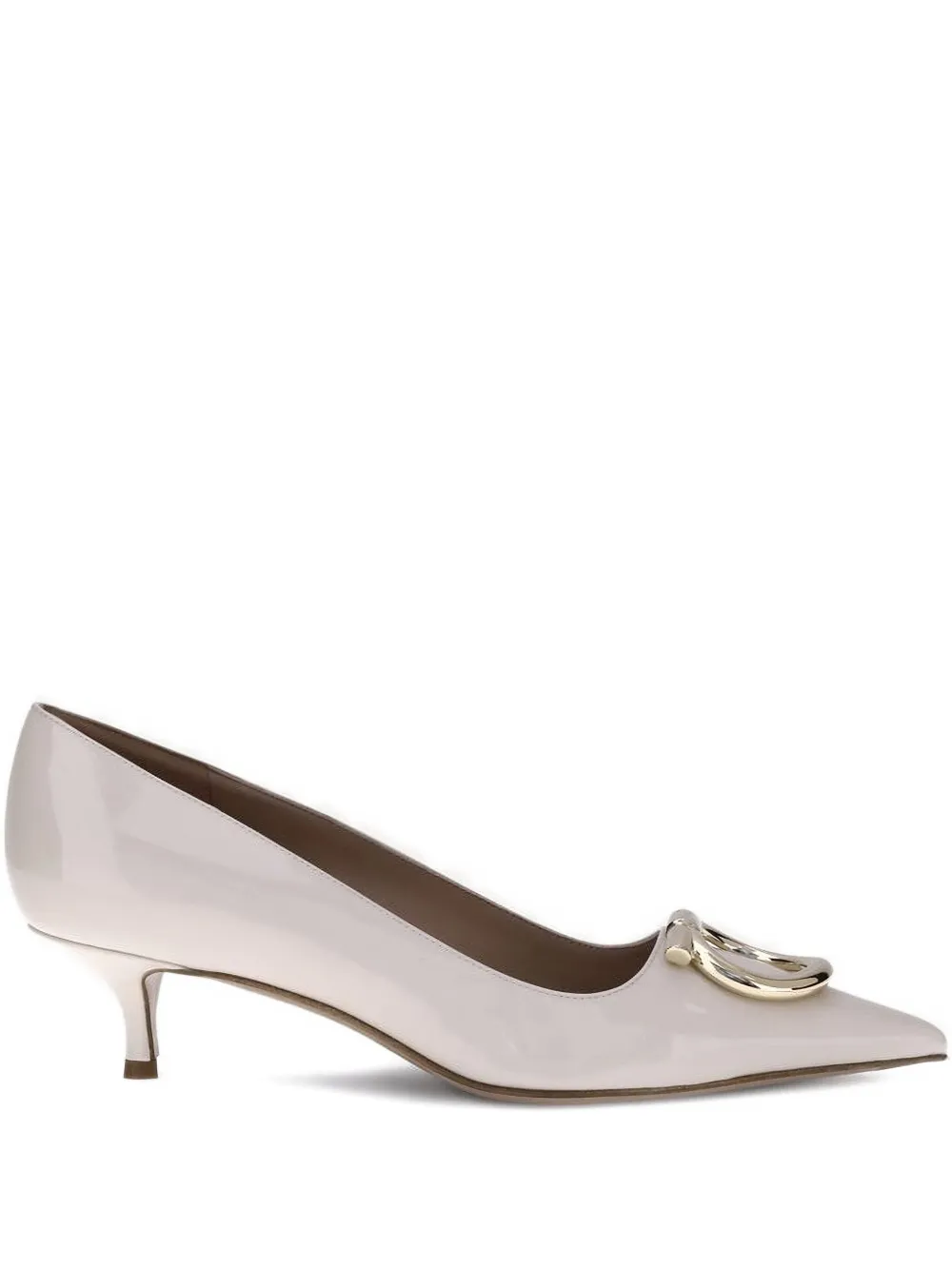 Ferragamo 50mm Gancini Patent-leather Pumps In Neutral